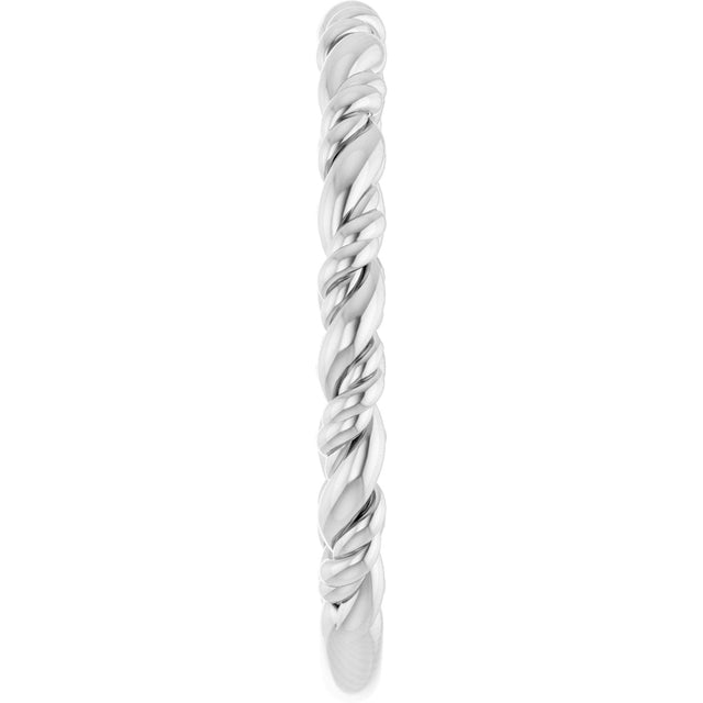 14K Gold Stackable Rope Ring - White Gold - view 4