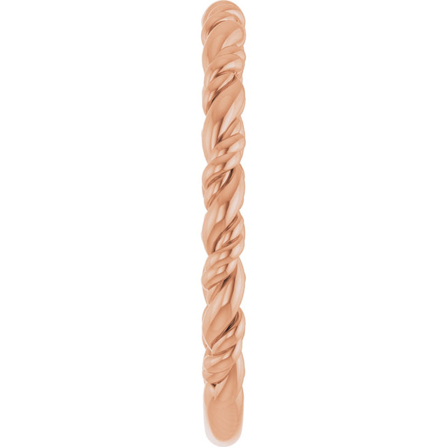 14K Gold Stackable Rope Ring - Rose Gold - view 4