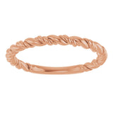 14K Gold Stackable Rope Ring - Rose Gold - view 3