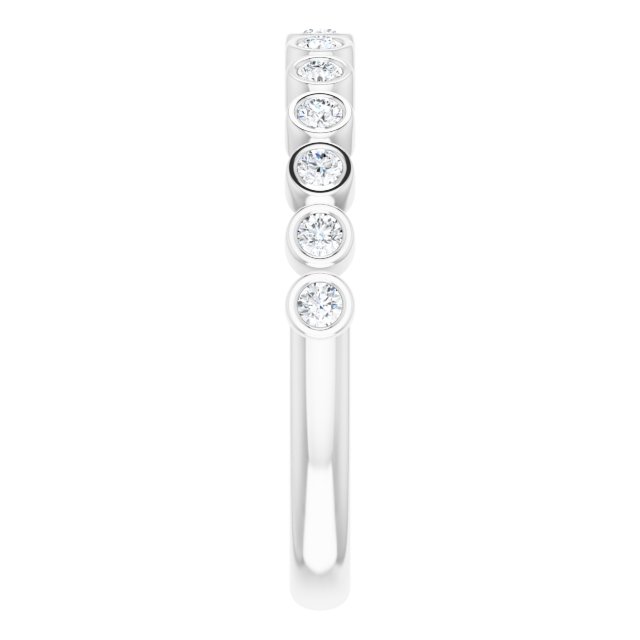 Platinum Round Natural Diamond Bezel-Set Stackable Ring - view 11