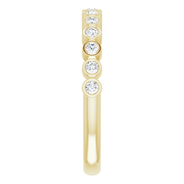14K Gold Round Natural Diamond Bezel-Set Stackable Ring - Yellow Gold - view 9