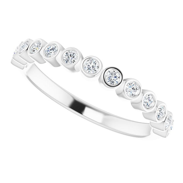 Platinum Round Natural Diamond Bezel-Set Stackable Ring - view 12