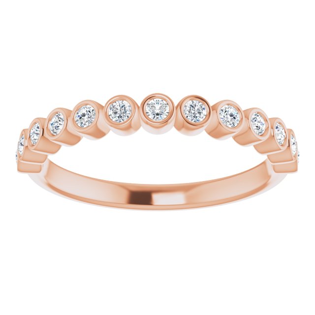 14K Gold Round Natural Diamond Bezel-Set Stackable Ring - Rose Gold - view 9