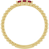 14K Gold Round Lab-Grown Ruby Beaded Ring - Yellow Gold - view 12
