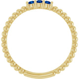 14K Gold Round Lab-Grown Blue Sapphire Beaded Ring - Yellow Gold - view 12