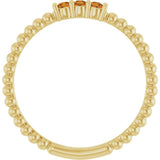 14K Gold Round Natural Citrine Beaded Ring - Yellow Gold - view 12