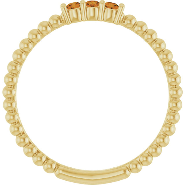 14K Gold Round Natural Citrine Beaded Ring - Yellow Gold - view 12
