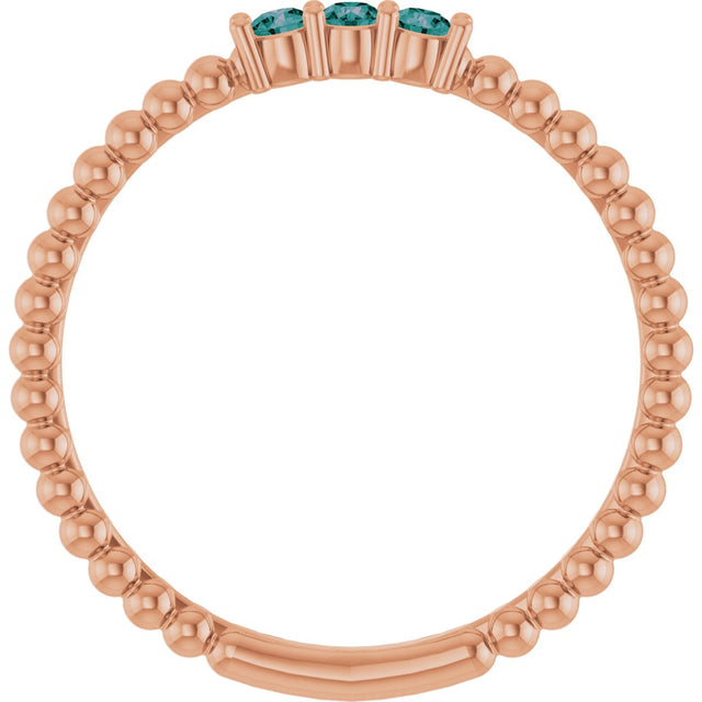 14K Gold Round Natural Alexandrite Beaded Ring - Rose Gold - view 12
