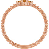 14K Gold Round Natural Citrine Beaded Ring - Rose Gold - view 12