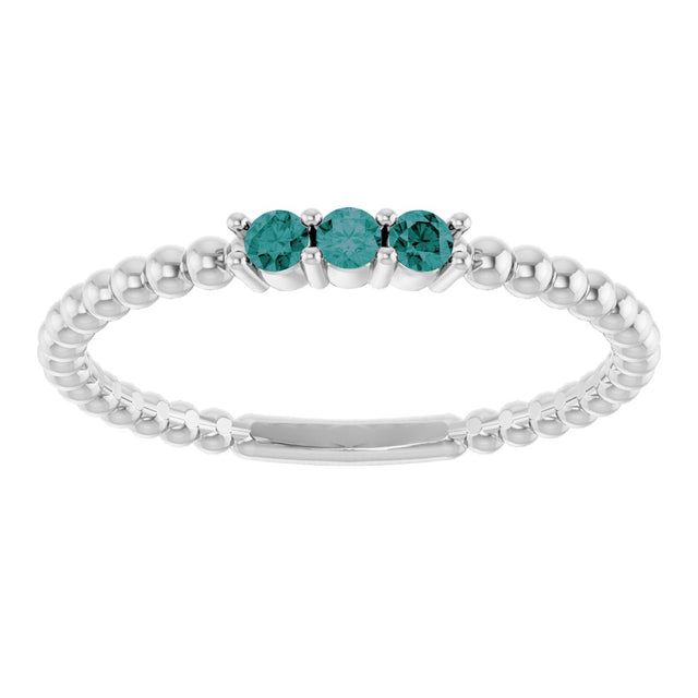 Platinum Round Natural Alexandrite Beaded Ring - view 13