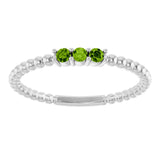 14K Gold Round Natural Peridot Beaded Ring - White Gold - view 13