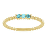 14K Gold Round Natural Blue Zircon Beaded Ring - Yellow Gold - view 13