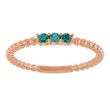 14K Gold Round Lab-Grown Alexandrite Beaded Ring - Rose Gold - view 13