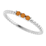 14K Gold Round Natural Citrine Beaded Ring - White Gold - view 15