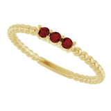 14K Gold Round Natural Mozambique Garnet Beaded Ring - Yellow Gold - view 15