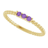 14K Gold Round Natural Amethyst Beaded Ring - Yellow Gold - view 15