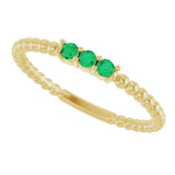 14K Gold Round Lab-Grown Emerald Beaded Ring - Yellow Gold - view 15