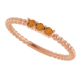 14K Gold Round Natural Citrine Beaded Ring - Rose Gold - view 15