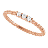 14K Gold Round Natural Diamond Beaded Ring - Rose Gold - view 15