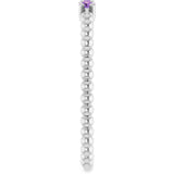 14K Gold Round Natural Amethyst Beaded Ring - White Gold - view 14