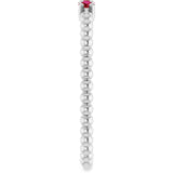 14K Gold Round Lab-Grown Ruby Beaded Ring - White Gold - view 14