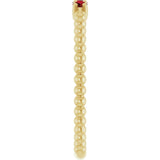 14K Gold Round Natural Mozambique Garnet Beaded Ring - Yellow Gold - view 14
