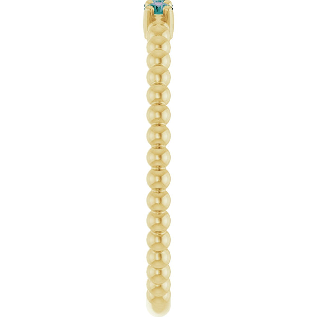 14K Gold Round Lab-Grown Alexandrite Beaded Ring - Yellow Gold - view 14
