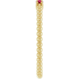 14K Gold Round Natural Ruby Beaded Ring - Yellow Gold - view 14