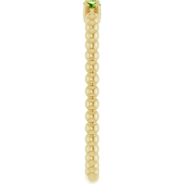14K Gold Round Natural Peridot Beaded Ring - Yellow Gold - view 14