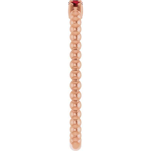 14K Gold Round Natural Mozambique Garnet Beaded Ring - Rose Gold - view 14