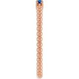 14K Gold Round Lab-Grown Blue Sapphire Beaded Ring - Rose Gold - view 14