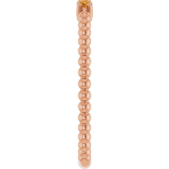 14K Gold Round Natural Citrine Beaded Ring - Rose Gold - view 14