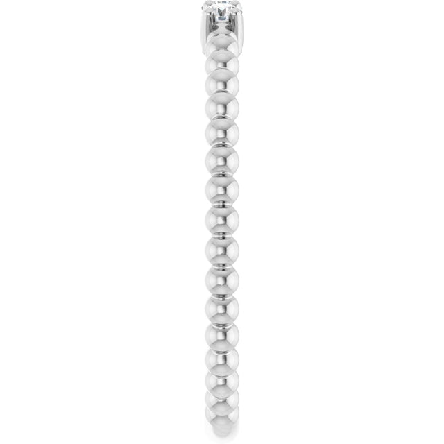 Platinum Round Natural Diamond Beaded Ring - view 14