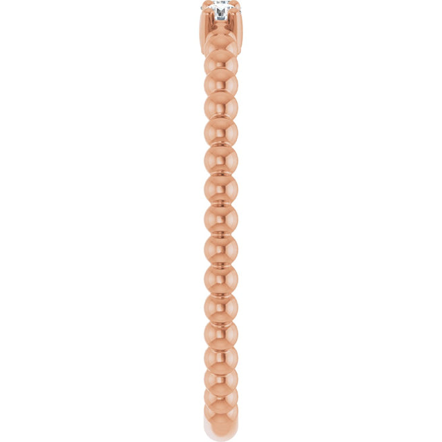 14K Gold Round Natural Diamond Beaded Ring - Rose Gold - view 14