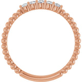 14K Gold Round Natural Diamond Stackable Ring VIII - Rose Gold - view 17