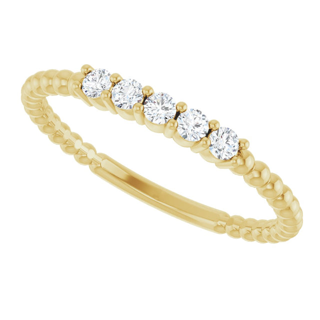 14K Gold Round Natural Diamond Stackable Ring VIII - Yellow Gold - view 20