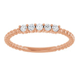 14K Gold Round Natural Diamond Stackable Ring VIII - Rose Gold - view 18