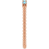 14K Gold Round Natural Aquamarine Stackable Ring – 2mm Stones - Rose Gold - view 19