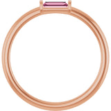 14K Gold Natural Pink Tourmaline Birthstone Stackable Ring – 4x2 mm Straight Baguette - Rose Gold - view 22