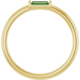 14K Gold Natural Green Tourmaline Birthstone Stackable Ring – 4x2 mm Straight Baguette - Yellow Gold - view 22