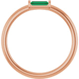 14K Gold Lab-Grown Emerald Birthstone Stackable Ring – 4x2 mm Straight Baguette - Rose Gold - view 22