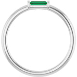 Platinum Lab-Grown Emerald Birthstone Stackable Ring – 4x2 mm Straight Baguette - view 22