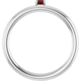 14K Gold Round Natural Mozambique Garnet Asymmetric Stackable Ring - White Gold - view 17