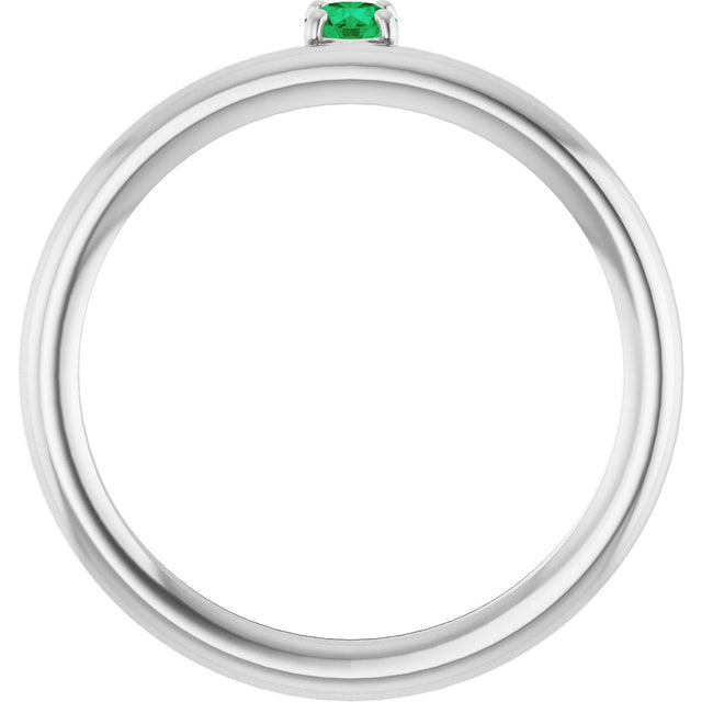 14K Gold Round Lab-Grown Emerald Asymmetric Stackable Ring - White Gold - view 17