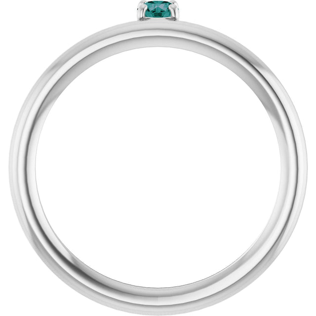14K Gold Round Lab-Grown Alexandrite Asymmetric Stackable Ring - White Gold - view 18