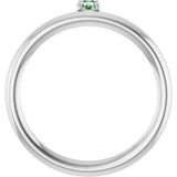 14K Gold Round Lab-Grown Alexandrite Asymmetric Stackable Ring - White Gold - view 19