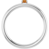 14K Gold Round Natural Citrine Asymmetric Stackable Ring - White Gold - view 17
