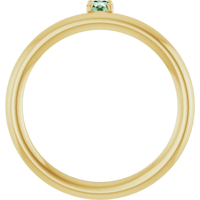 14K Gold Round Lab-Grown Alexandrite Asymmetric Stackable Ring - Yellow Gold - view 19