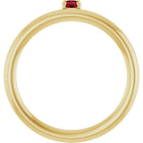 14K Gold Round Natural Ruby Asymmetric Stackable Ring - Yellow Gold - view 17