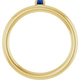 14K Gold Round Lab-Grown Blue Sapphire Asymmetric Stackable Ring - Yellow Gold - view 17